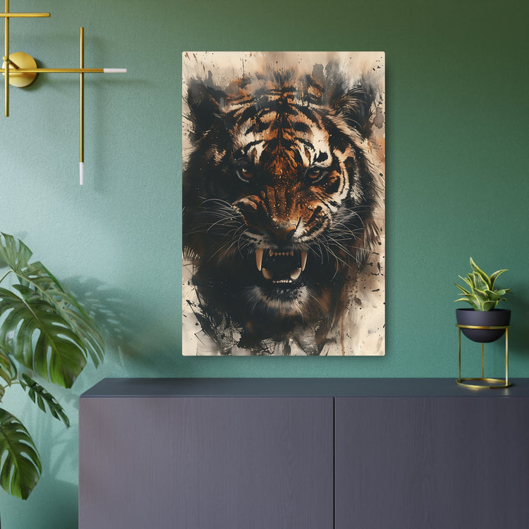 Roaring Tiger Metal Art Sign Fierce Wall Decor for Home, Office & Man Cave - The Art Hub