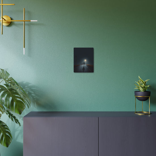 Metal Art Night Walk Silhouette with Dog | Atmospheric Streetlight Wall Art - The Art Hub