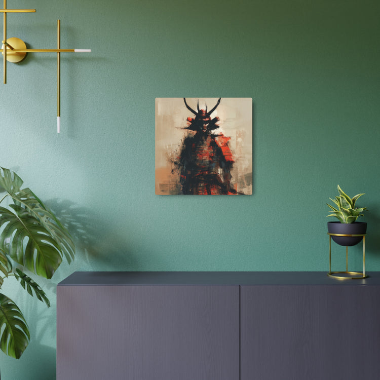 Samurai Metal Art Sign — Abstract Red Warrior Wall Decor - The Art Hub