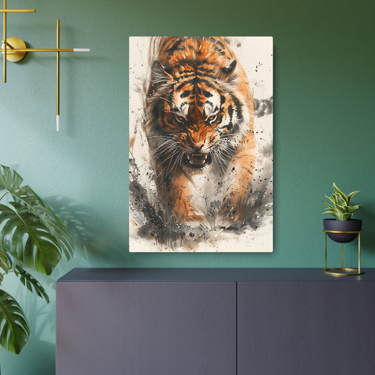 Roaring Tiger Metal Art Sign Fierce Wildlife Wall Decor - The Art Hub