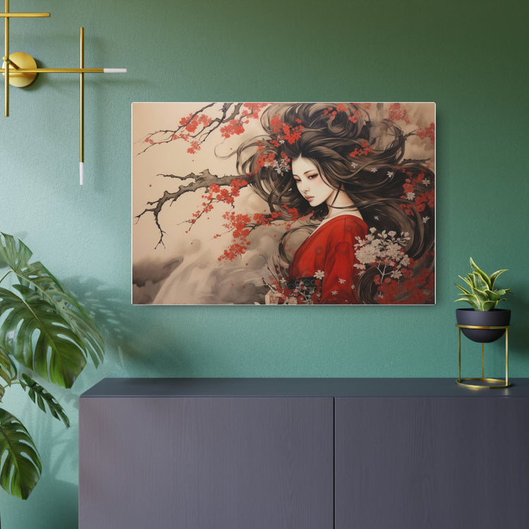 Metal Art Japanese Geisha Cherry Blossom Wall Decor - The Art Hub