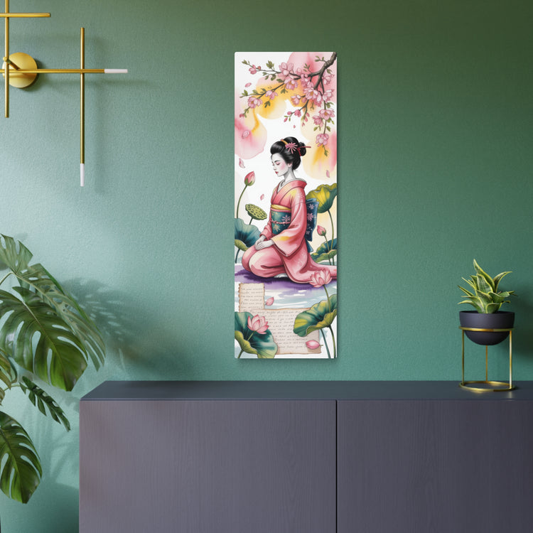 Japanese Geisha Wall Decor with Cherry Blossoms & Lotus - The Art Hub