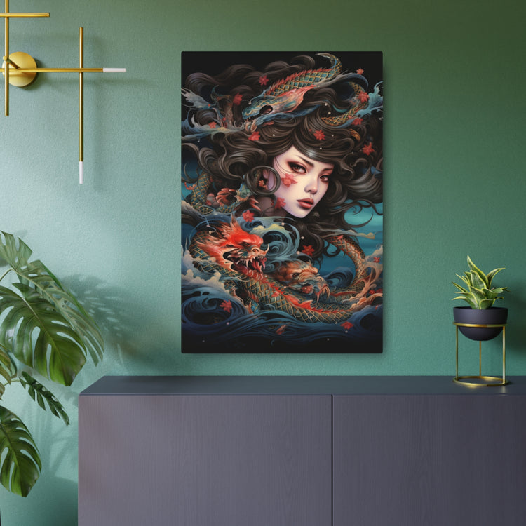 Dragon Maiden Metal Art — Asian Fantasy Portrait Wall Decor - The Art Hub