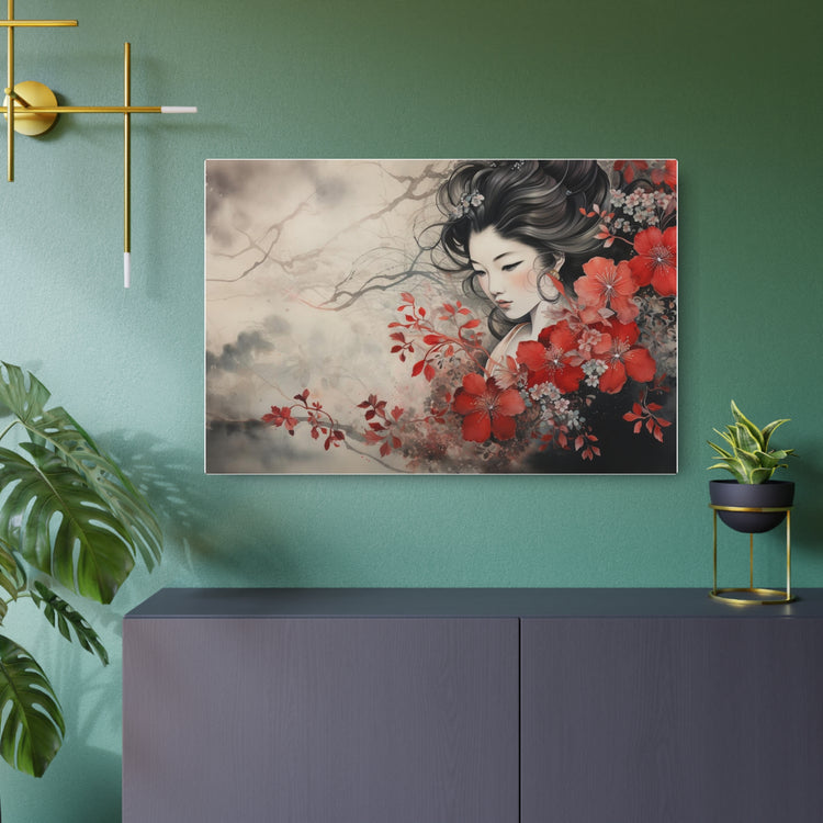 Oriental Geisha Metal Art Floral Japanese Wall Decor - The Art Hub