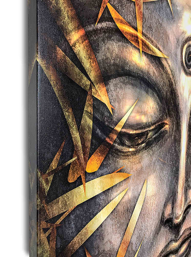 Canvas Pint Gold Buddha- Artwork-Gold varnish - The Art Hub