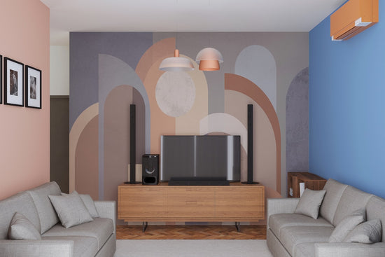 A cozy, luxurious living room featuring warm wall art and soft lighting, embodying the 2026 lived-in luxury trend.