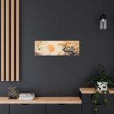 Japanese Landscape Metal Art Orange Sun & Bonsai Trees Wall Decor - The Art Hub