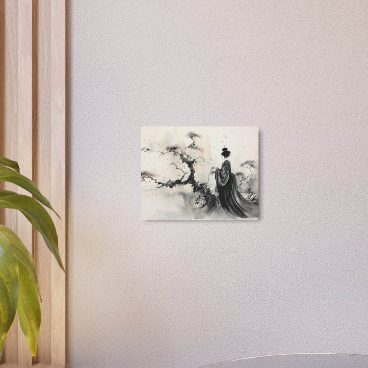 Metal Art Zen Geisha Ink Landscape Wall Plaque - The Art Hub