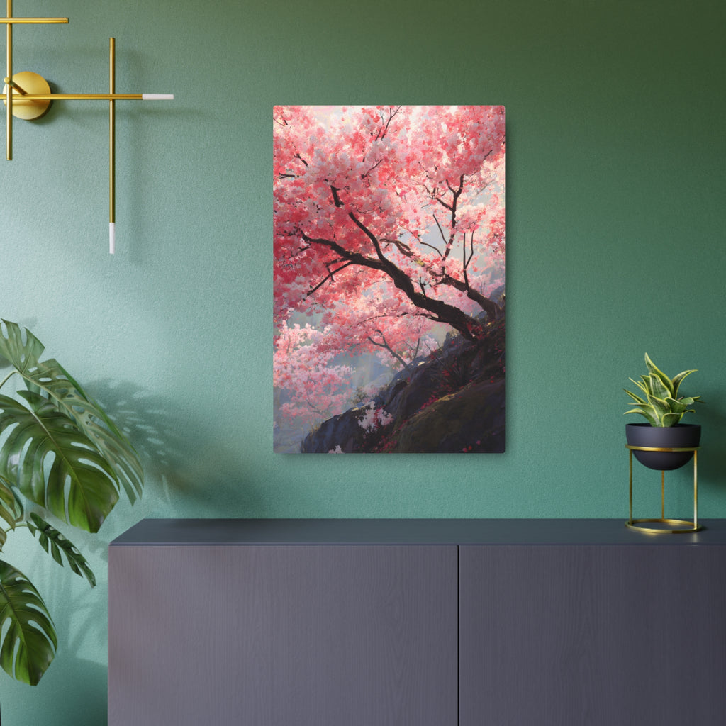 Cherry Blossom Metal Art Sign — Japanese Sakura Wall Décor
