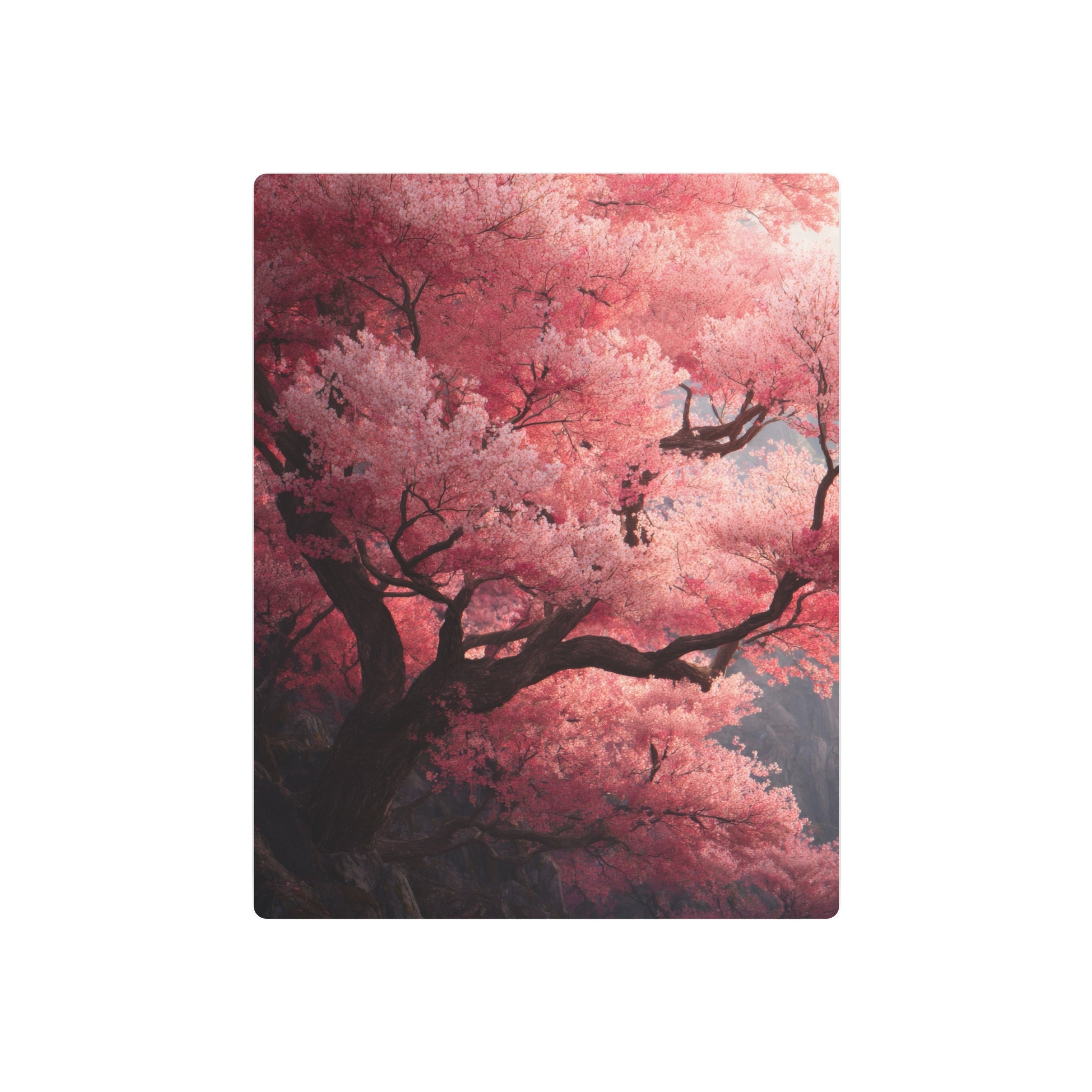 Cherry Blossom Metal Art Sign — Pink Sakura Wall Decor
