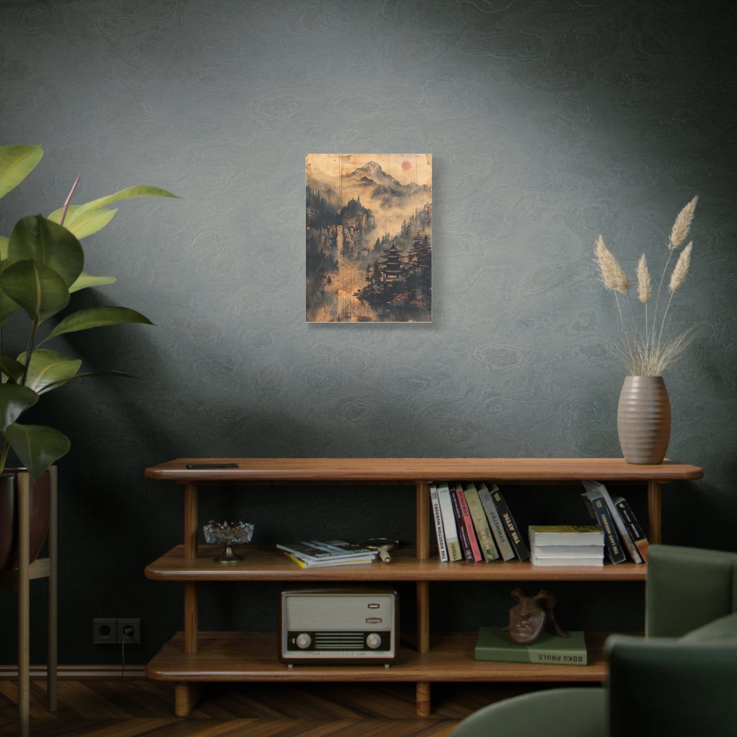 Zen Mountain Mist Canvas Art — Japanese Pagoda Landscape on Stretched Matte Canvas - The Art Hub