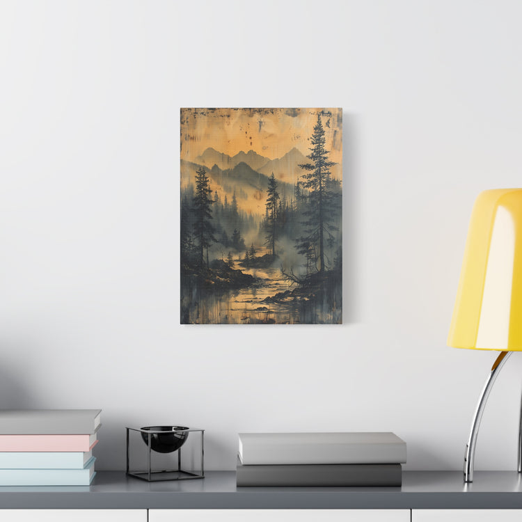 Mountain Mist Landscape Canvas Art— Rustic Pine Forest Wall Art - The Art Hub