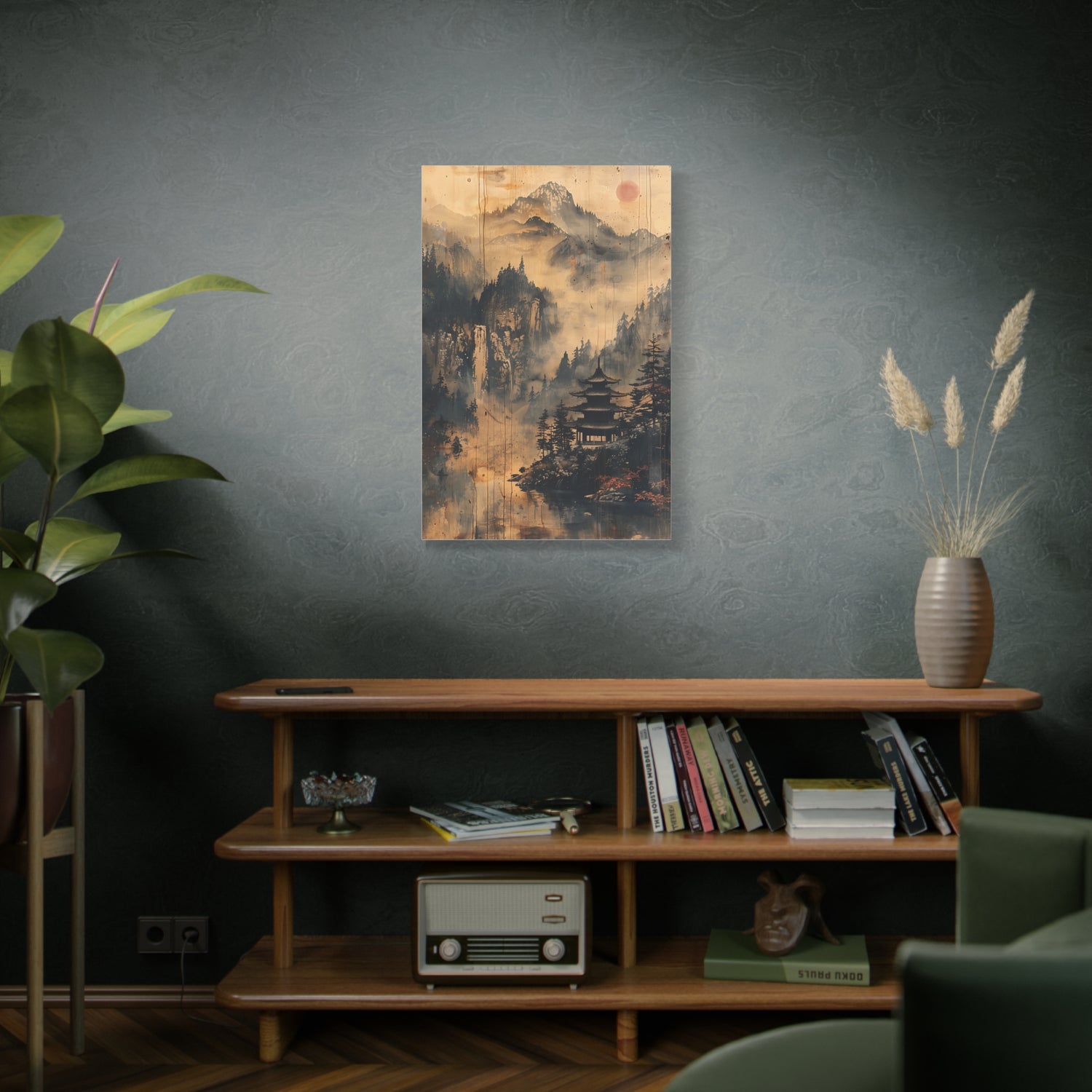 Zen Mountain Mist Canvas Art — Japanese Pagoda Landscape on Stretched Matte Canvas - The Art Hub