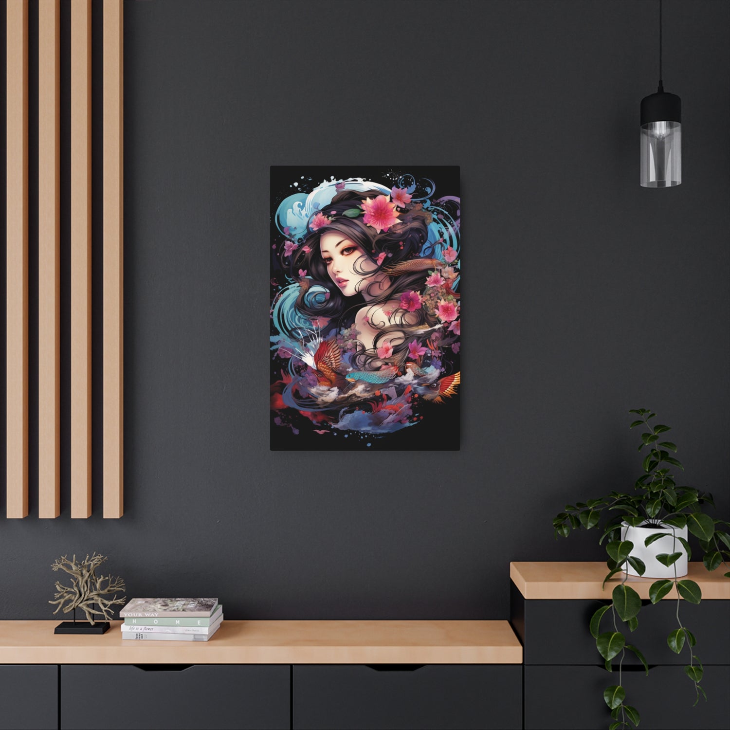 Japanese Floral Portrait Metal Art – Decorative Wall Plaque - The Art Hub