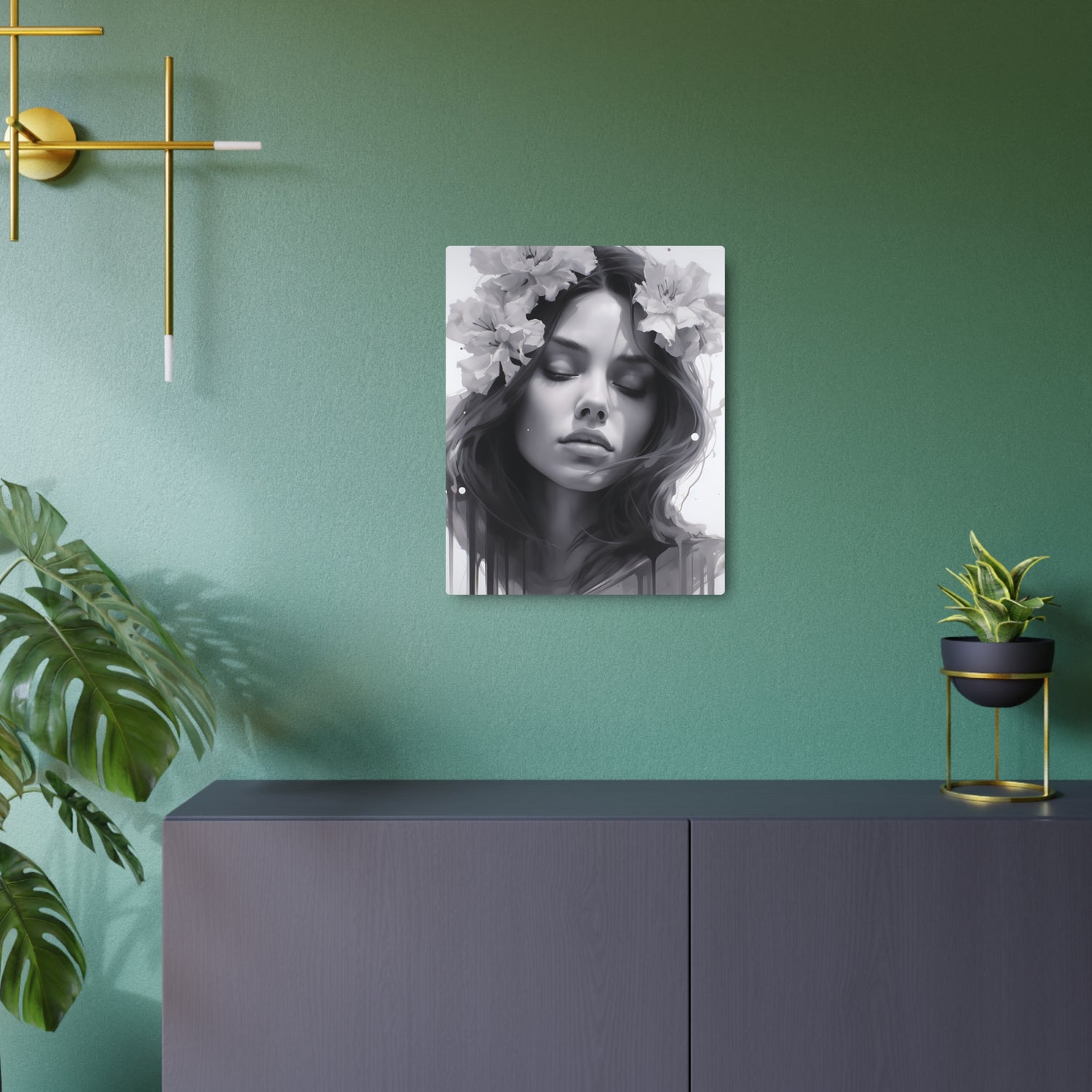 Metal Art — Beautiful Girl Floral Portrait Wall Decor - The Art Hub