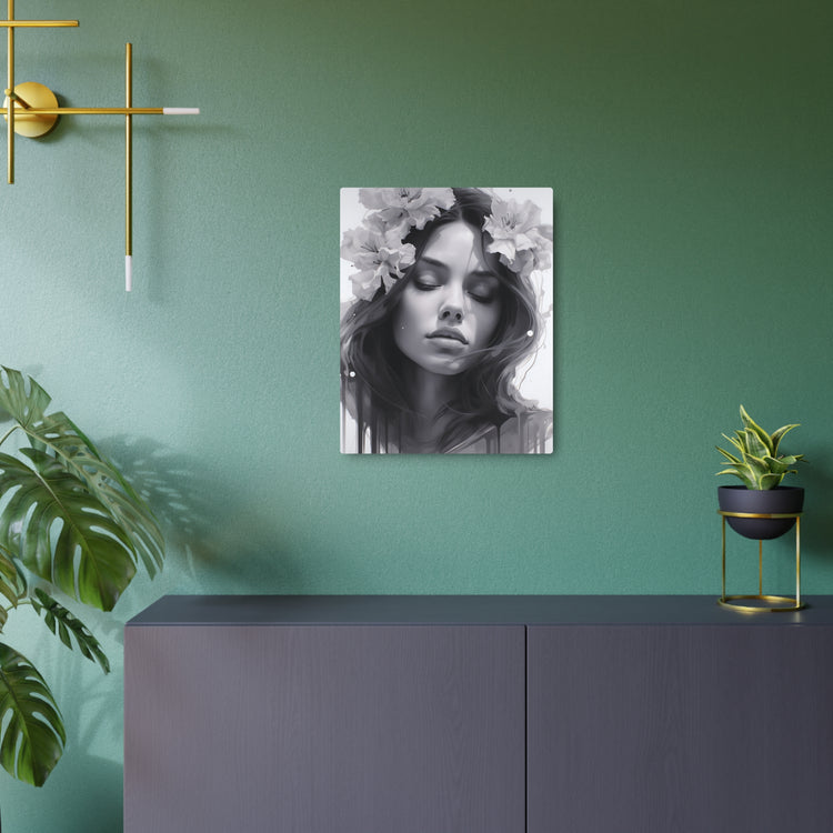 Metal Art — Beautiful Girl Floral Portrait Wall Decor - The Art Hub