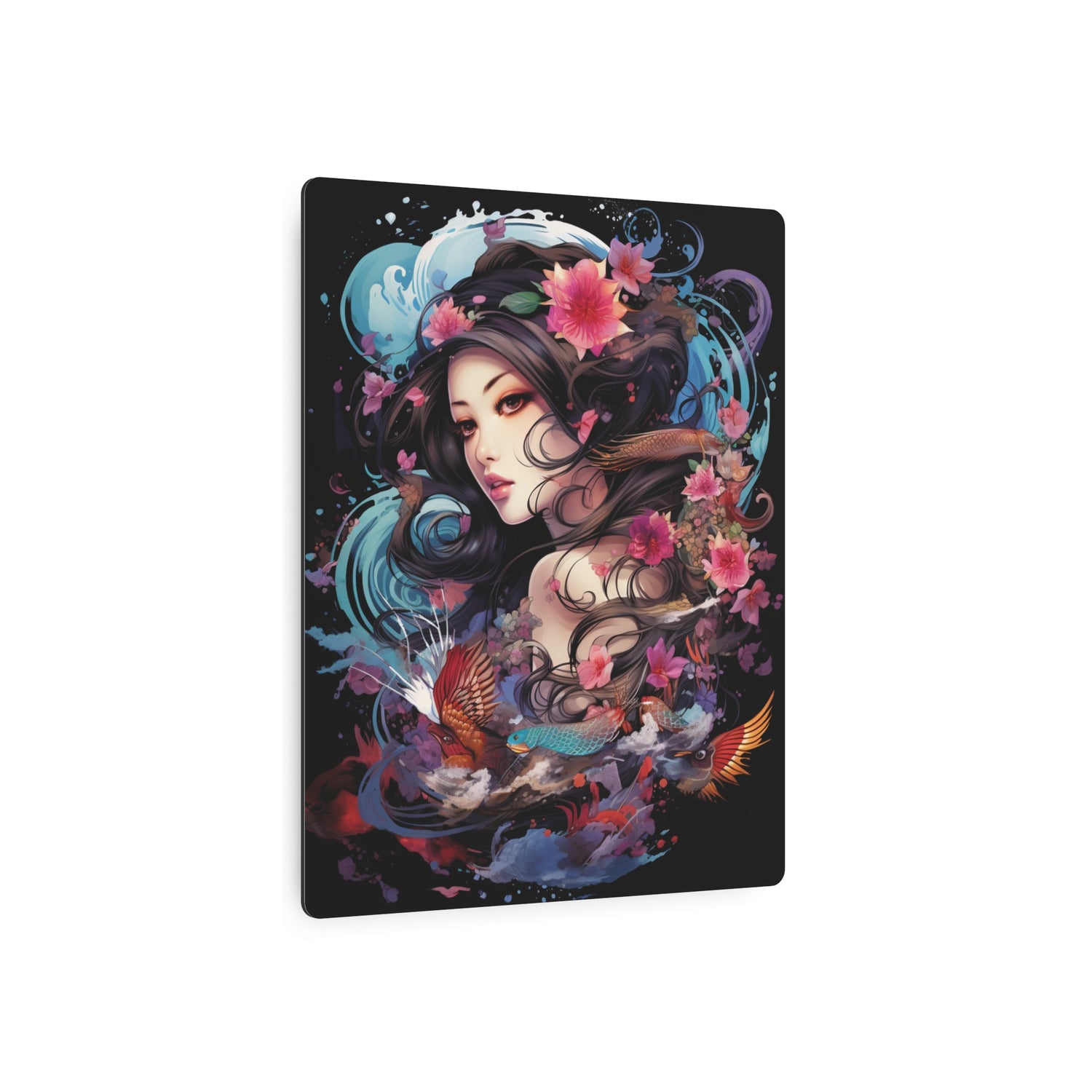 Japanese Floral Portrait Metal Art – Decorative Wall Plaque - The Art Hub