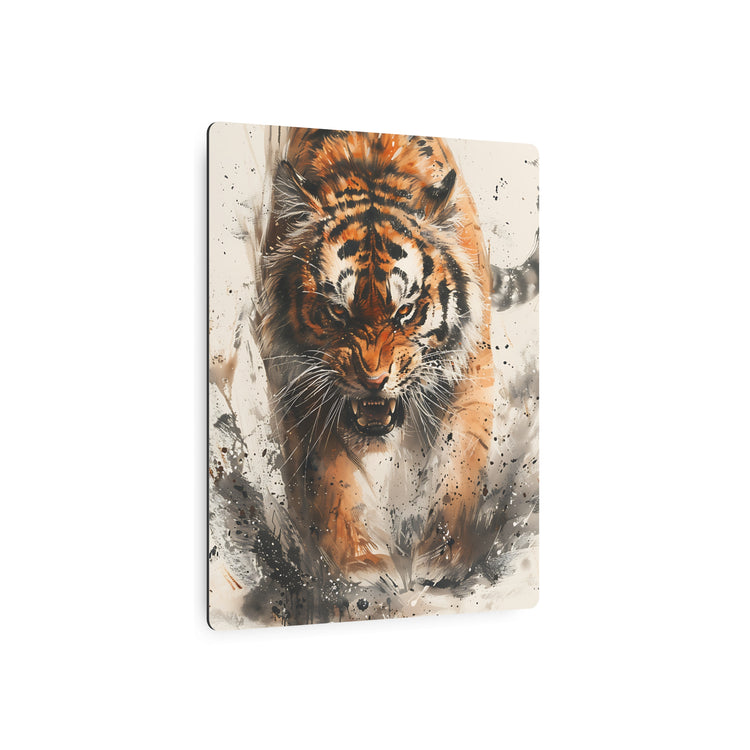 Roaring Tiger Metal Art Sign Fierce Wildlife Wall Decor - The Art Hub