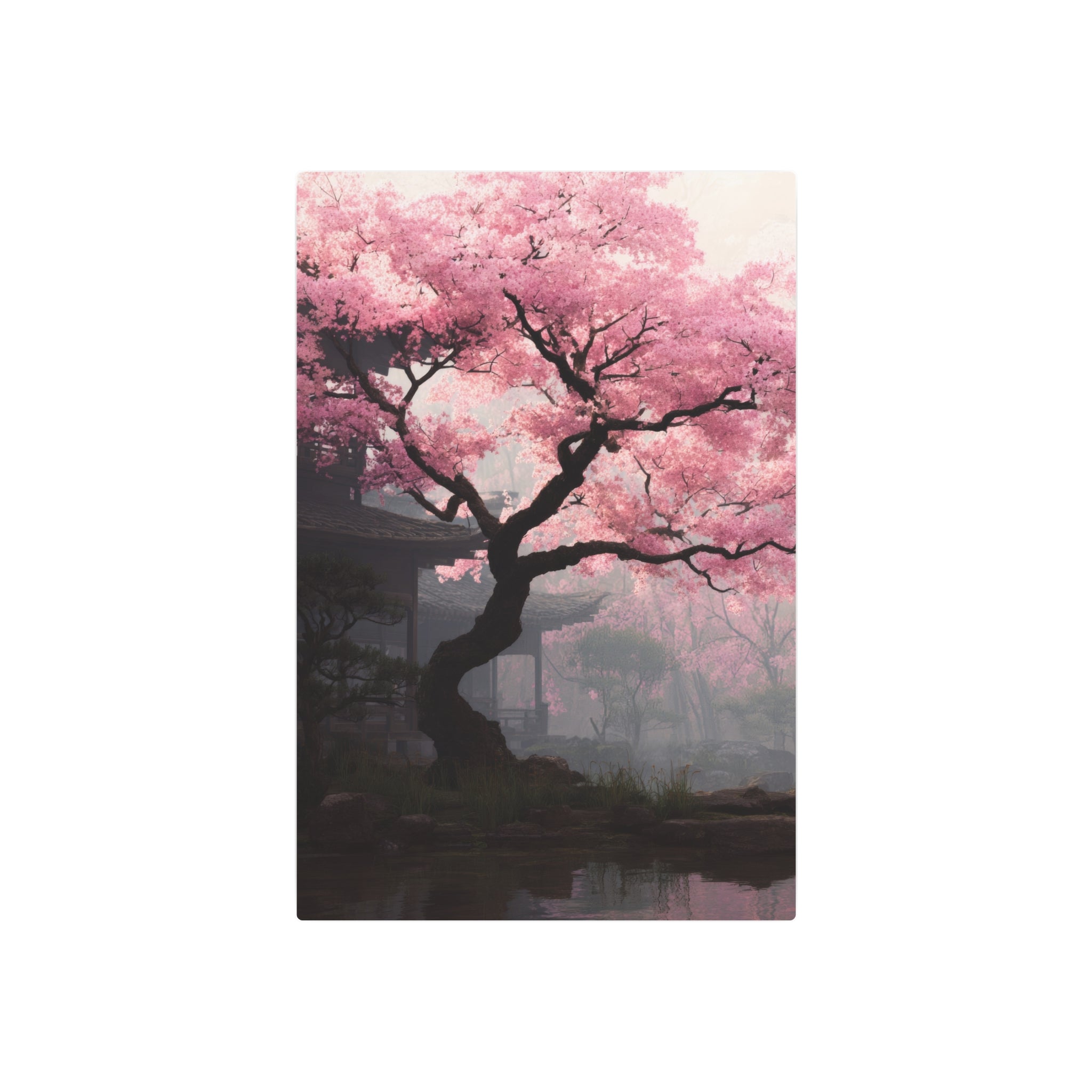 Cherry Blossom Metal Art Sign — Japanese Sakura Wall Decor