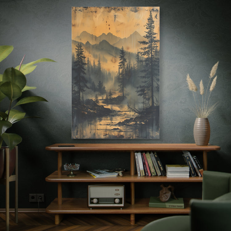 Mountain Mist Landscape Canvas Art— Rustic Pine Forest Wall Art - The Art Hub