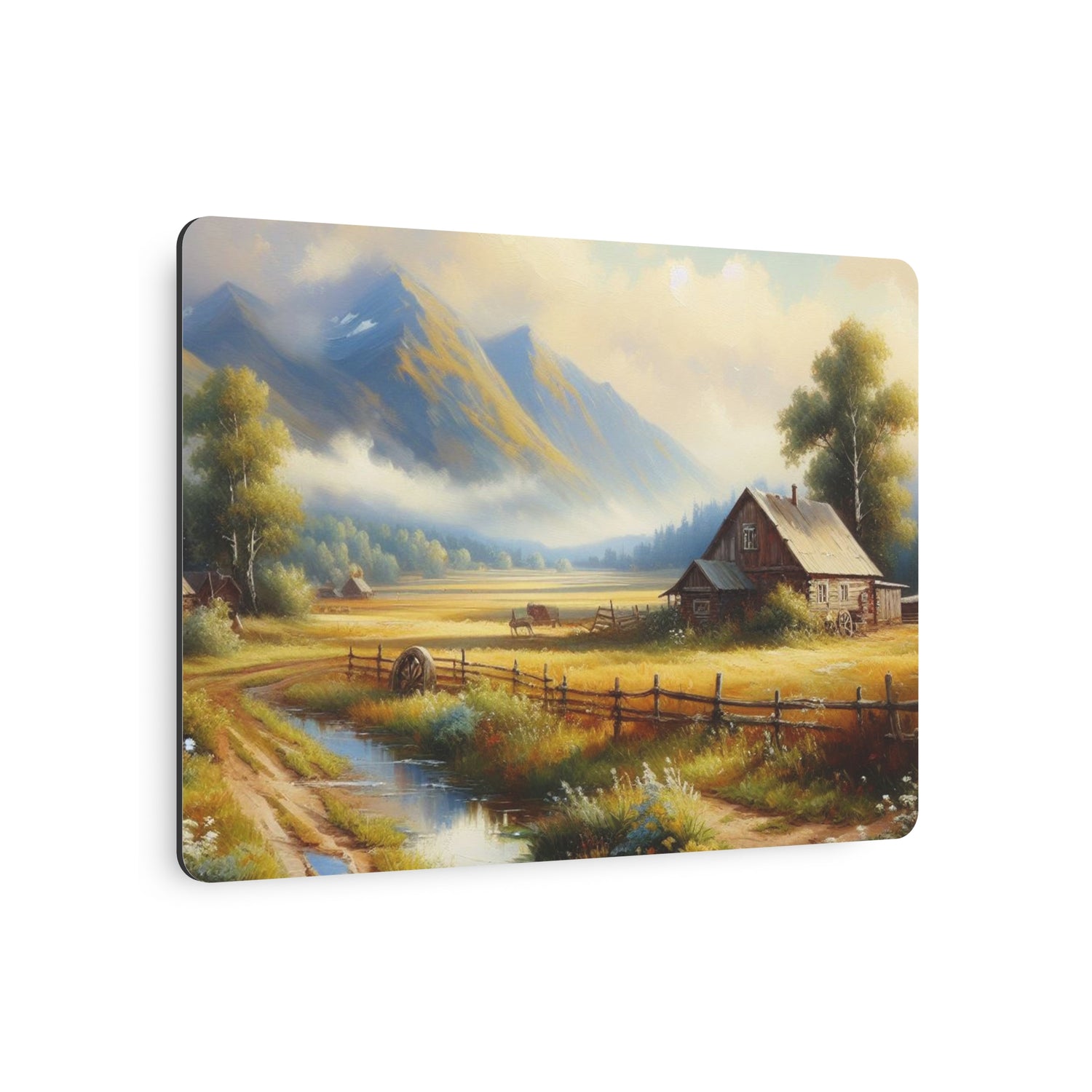 Metal Art Rustic Mountain Farm Scene Metal Art Wall Decor - The Art Hub