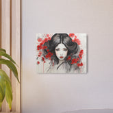 Metal Art Ethereal Geisha Portrait with Red Poppies  Japanese-Inspired Wall Decor - The Art Hub