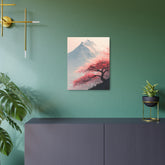 Metal Art Sign - Cherry Blossom Mountain Landscape Wall Decor - The Art Hub