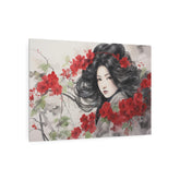 Metal Art Asian Woman with Red Blossoms Decorative Wall Art - The Art Hub