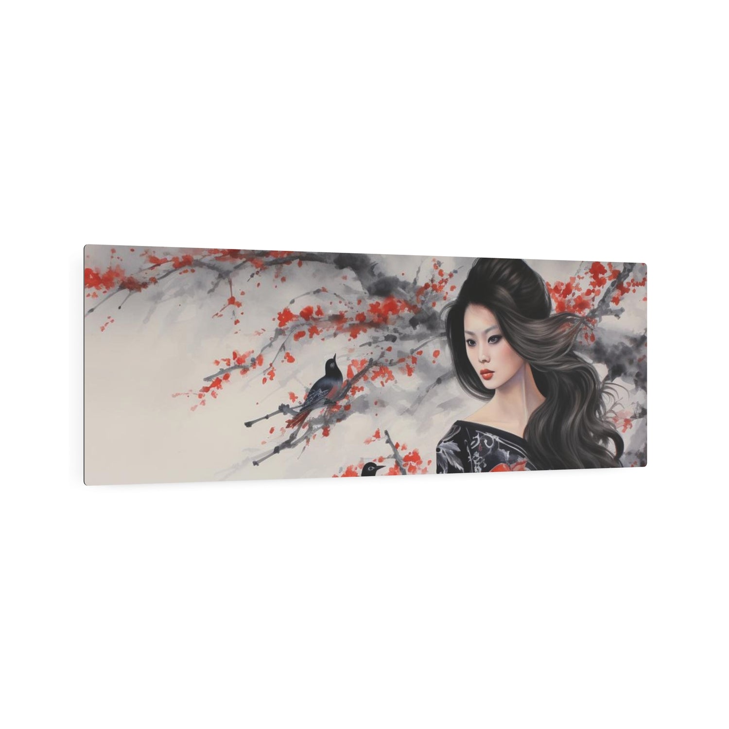 Metal Art Geisha with Sakura & Crows Wall Decor - The Art Hub