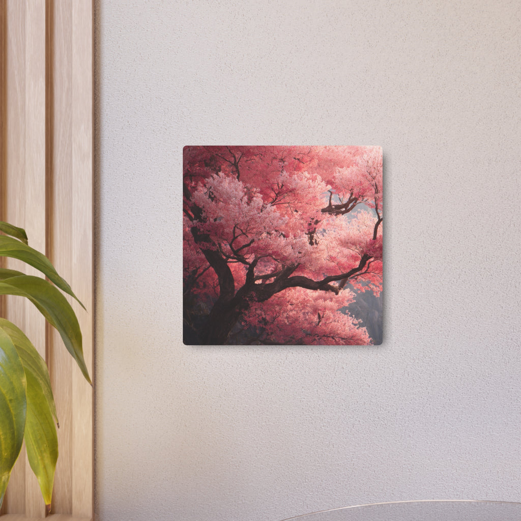 Cherry Blossom Metal Art Sign — Pink Sakura Wall Decor