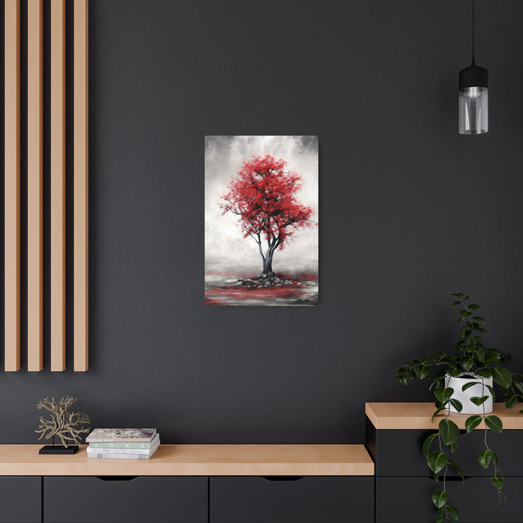 Red Tree Metal Art Sign Modern Abstract Wall Decor - The Art Hub