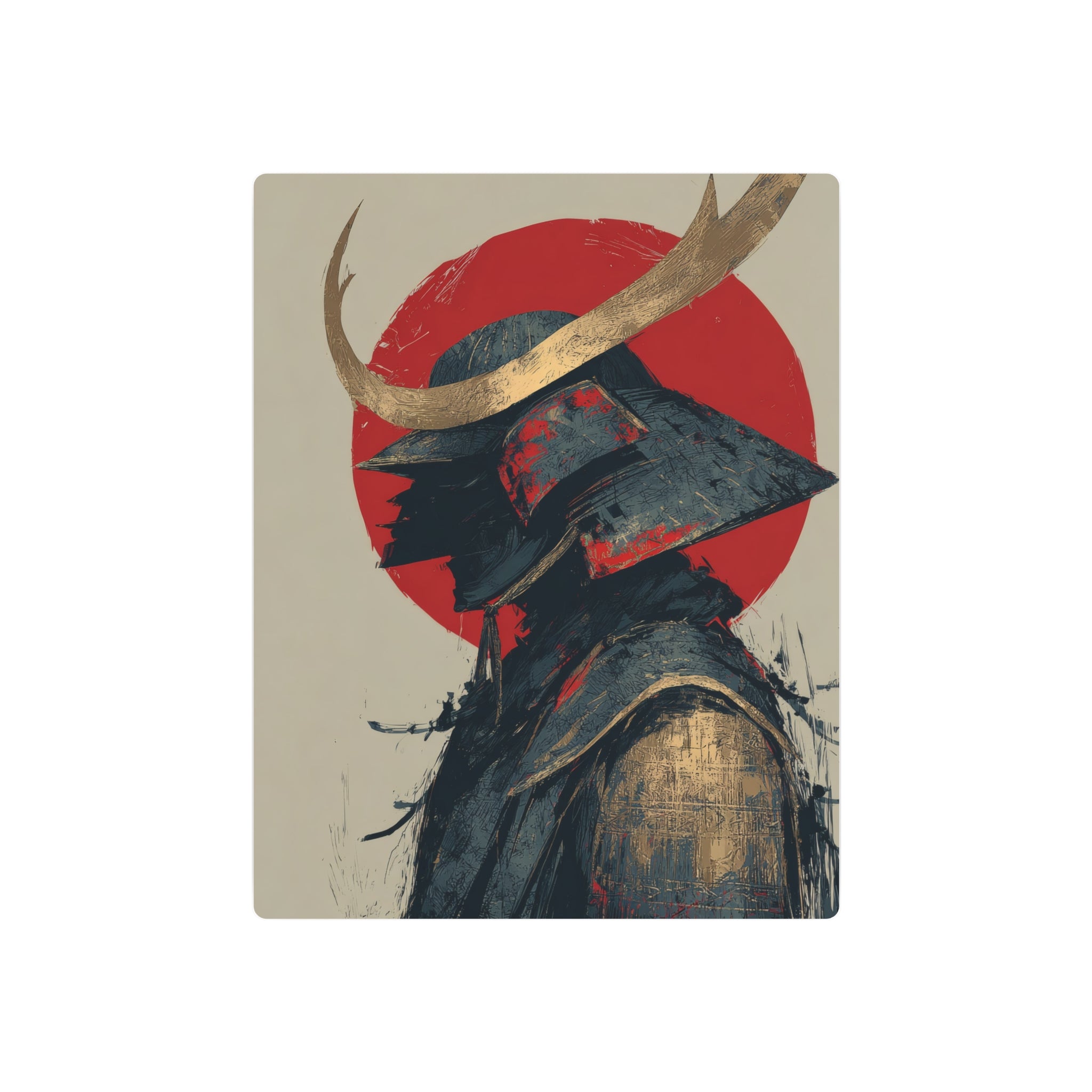 Samurai Helmet Metal Art Sign — Japanese Warrior Wall Decor