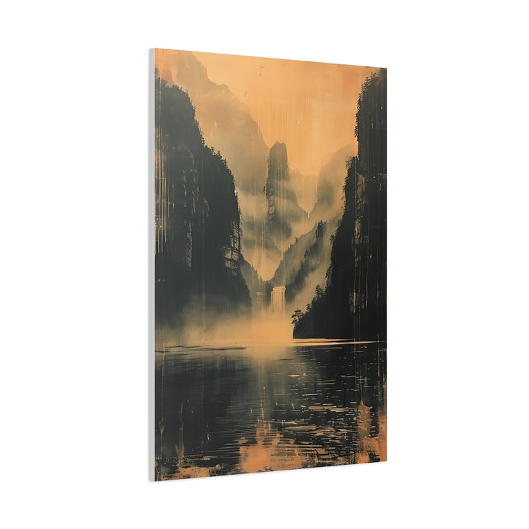 Chinese Landscape Art - Moody Mountain Lake Landscape Art - The Art Hub