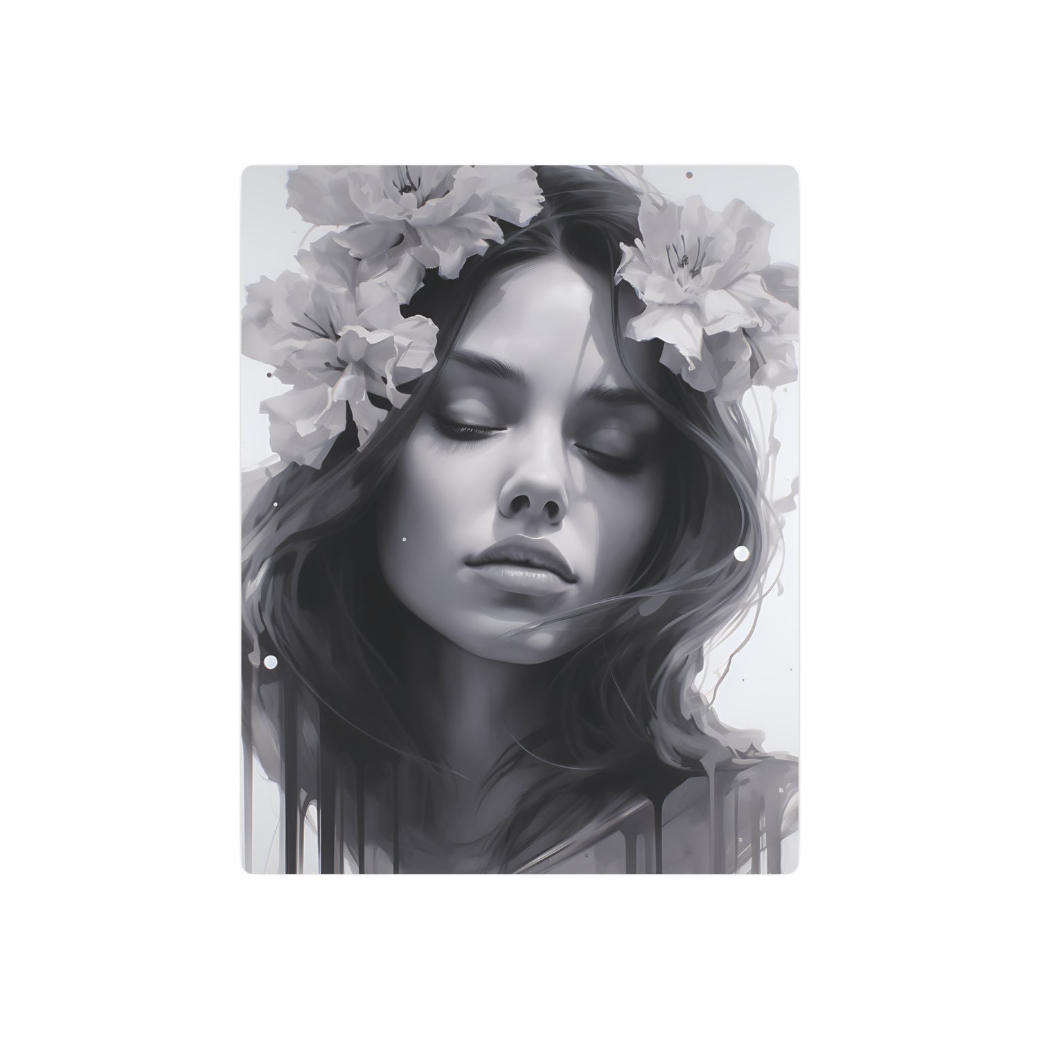Metal Art — Beautiful Girl Floral Portrait Wall Decor - The Art Hub