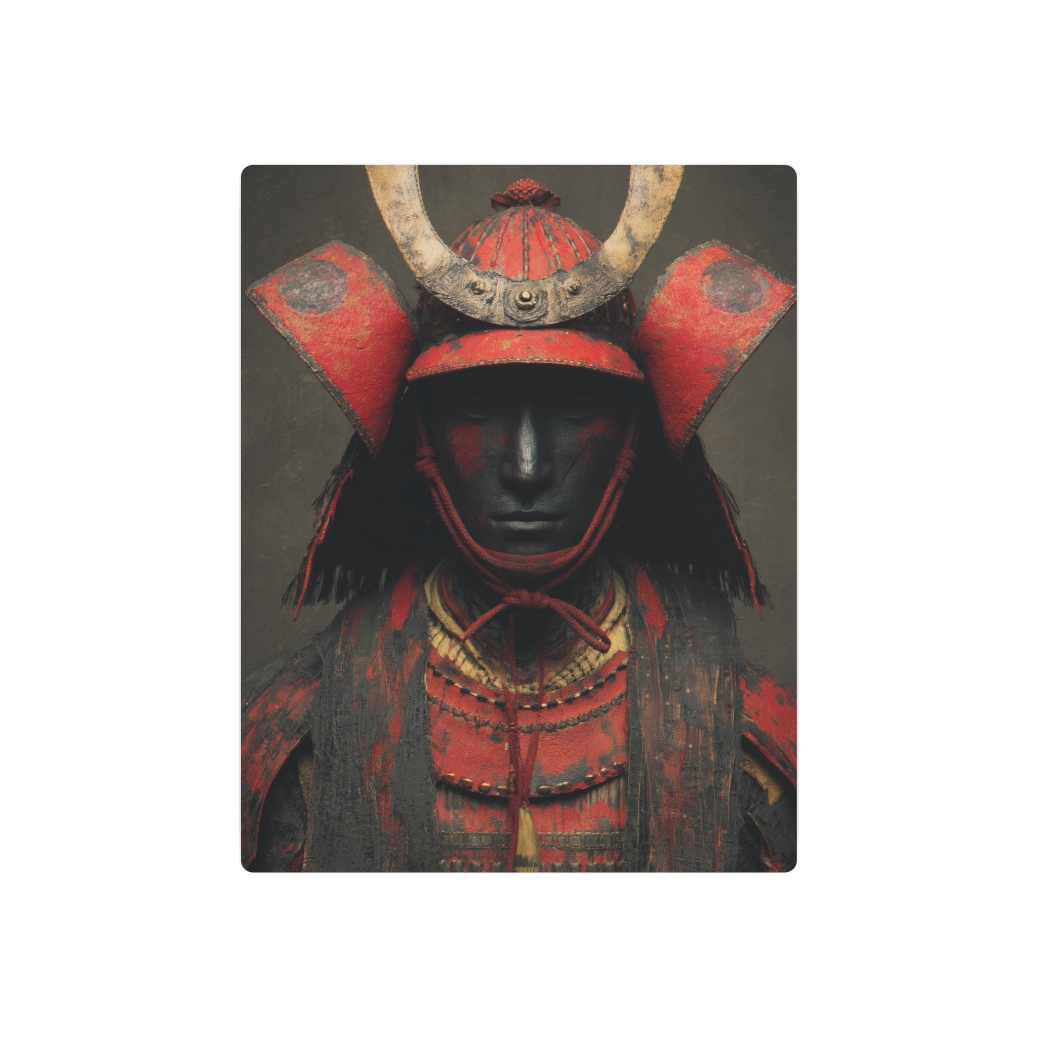 Samurai Armor Metal Art Sign — Red Warrior Wall Decor