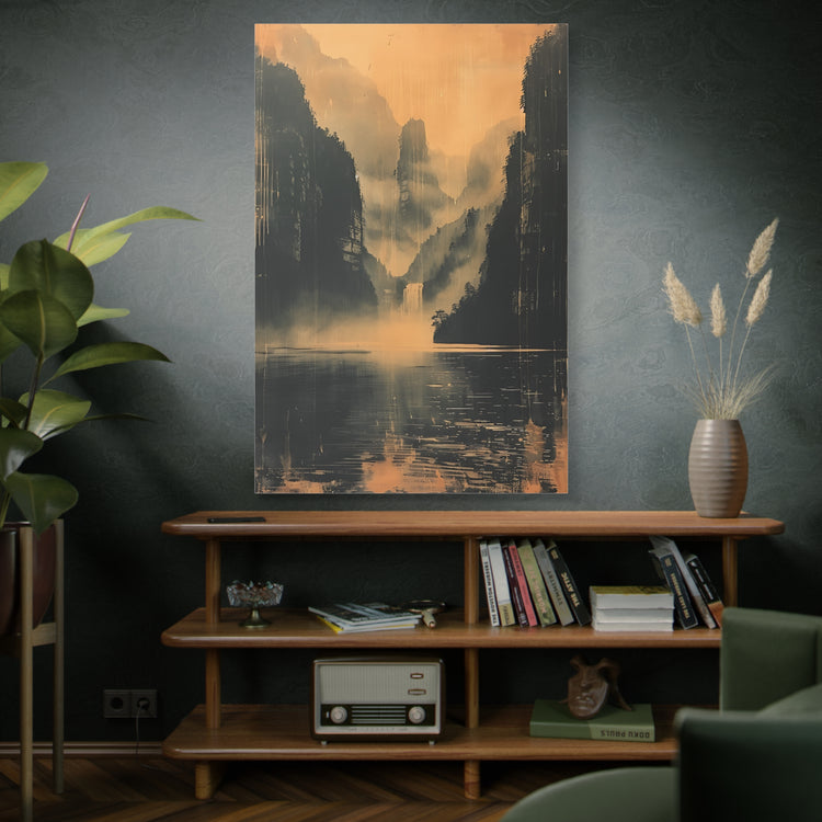 Chinese Landscape Art - Moody Mountain Lake Landscape Art - The Art Hub