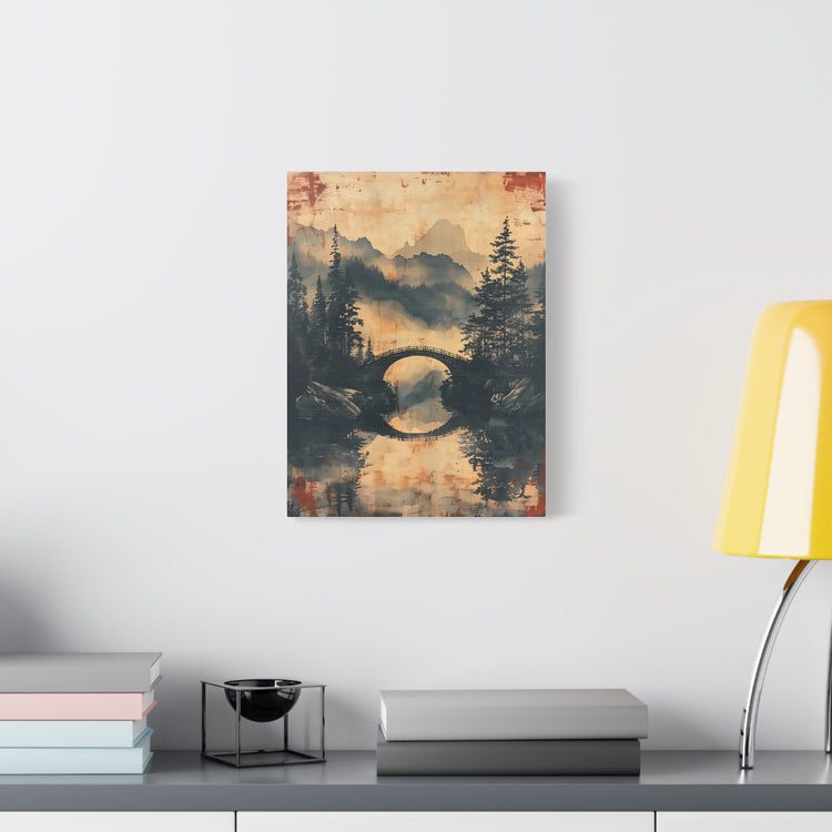 Chinese Landscape Painting Art — Misty Forest Landscape Matte Stretched Print - The Art Hub