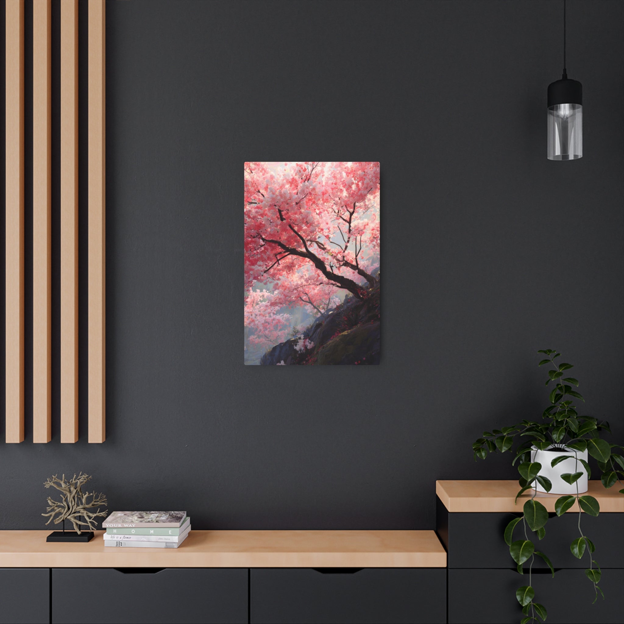 Cherry Blossom Metal Art Sign — Japanese Sakura Wall Décor