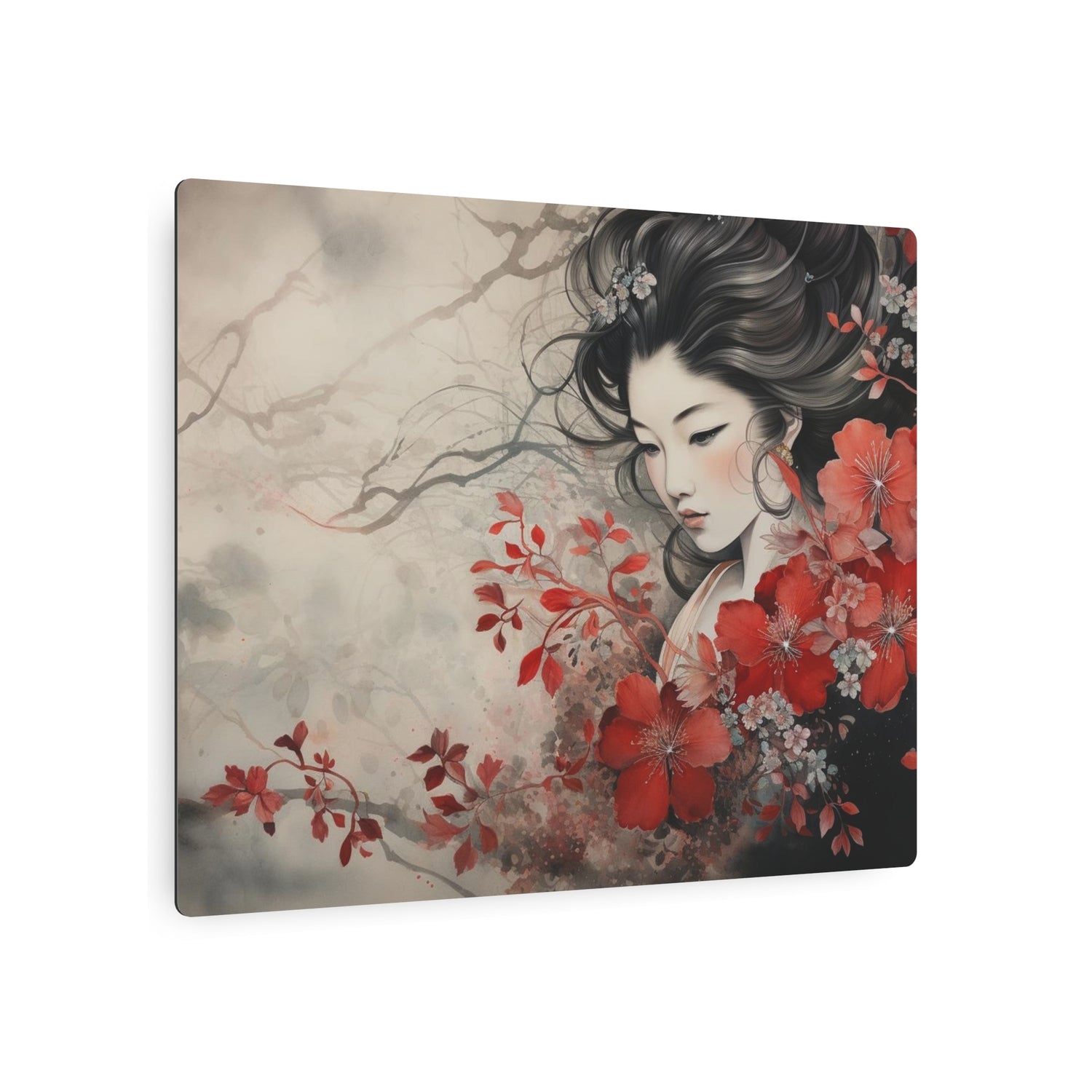 Oriental Geisha Metal Art Floral Japanese Wall Decor - The Art Hub