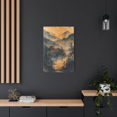 Golden Mist Mountain Landscape Canvas — Asian Pagoda Wall Art - The Art Hub