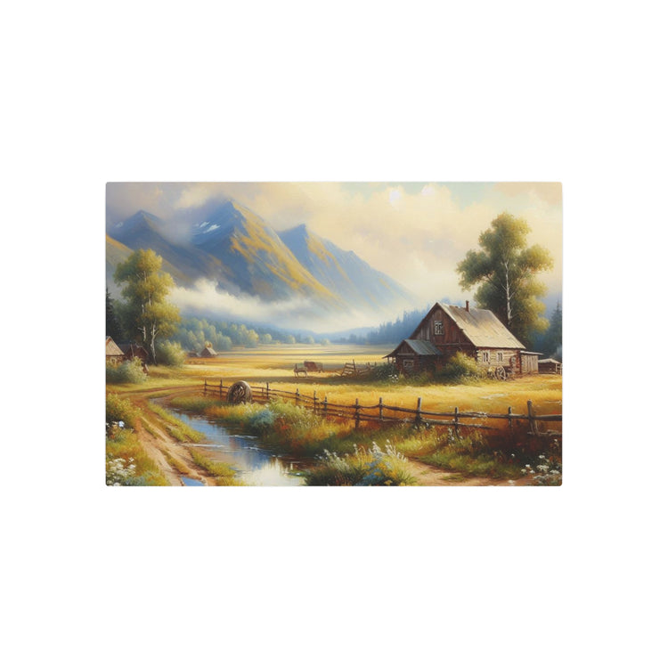 Metal Art Rustic Mountain Farm Scene Metal Art Wall Decor - The Art Hub