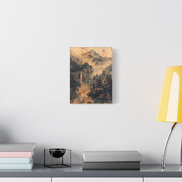 Zen Mountain Mist Canvas Art — Japanese Pagoda Landscape on Stretched Matte Canvas - The Art Hub
