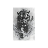Tiger Metal Art — Dramatic Black & White Running Tiger Wall Decor - The Art Hub