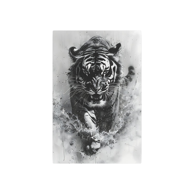 Tiger Metal Art — Dramatic Black & White Running Tiger Wall Decor - The Art Hub
