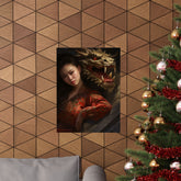 Matte Vertical Poster — Asian Warrior Woman with Dragon Art Print - The Art Hub
