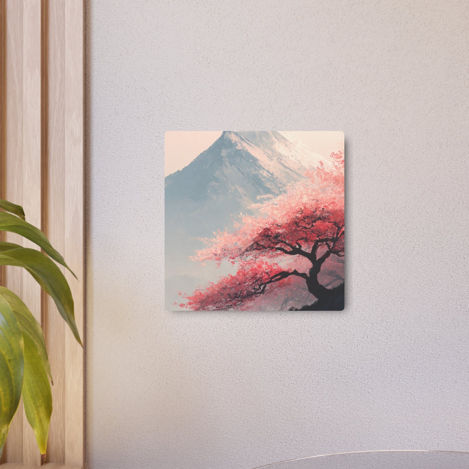 Metal Art Sign - Cherry Blossom Mountain Landscape Wall Decor - The Art Hub