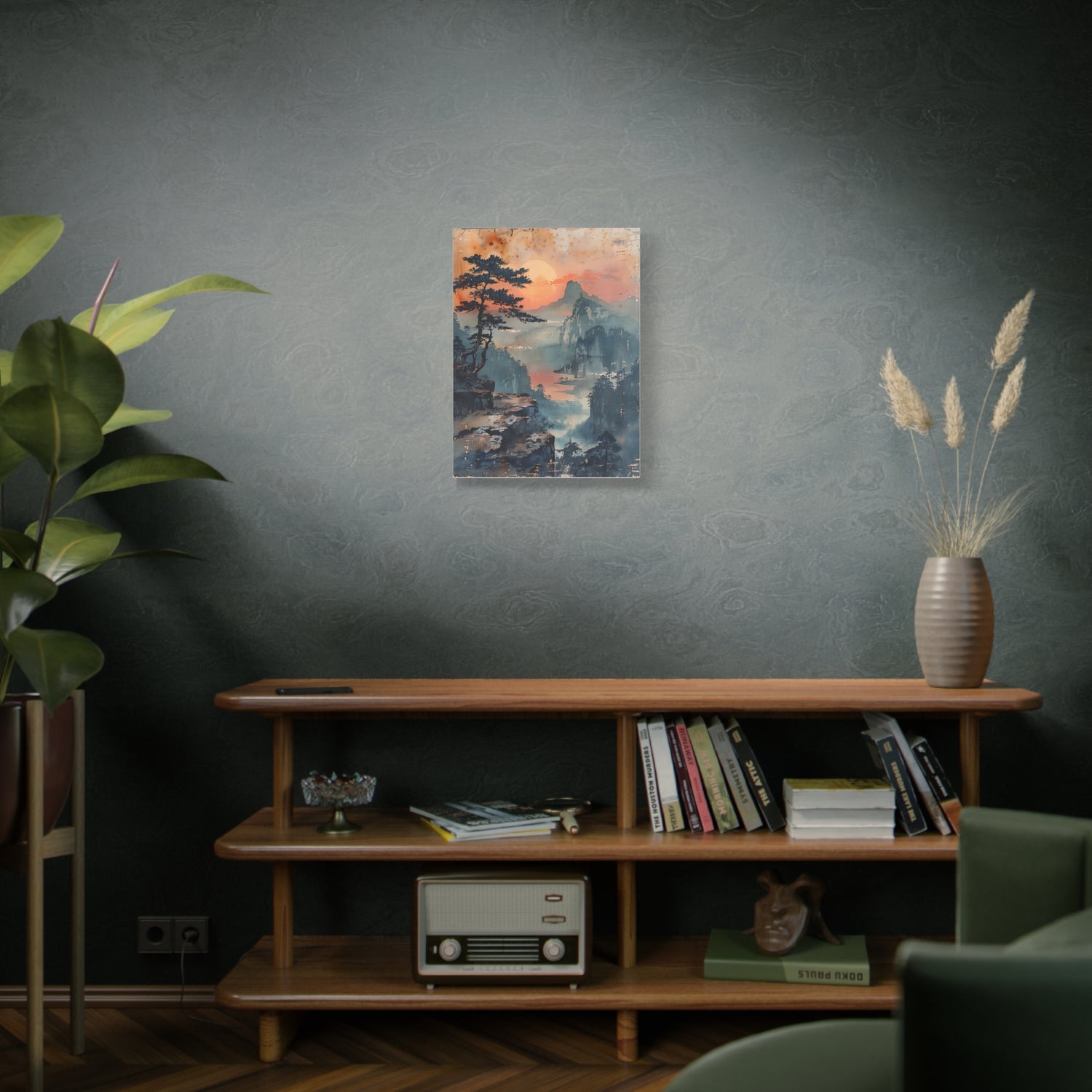 Sunset Mountain Landscape Canvas Print — Misty Pine Cliff Wall Art - The Art Hub