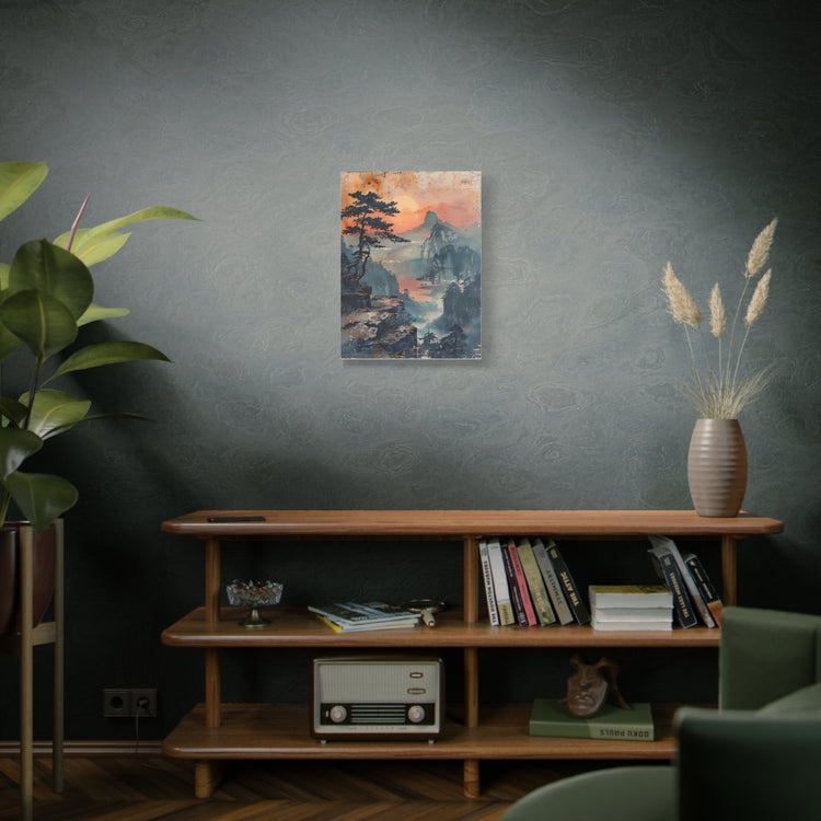 Sunset Mountain Landscape Canvas Print — Misty Pine Cliff Wall Art - The Art Hub