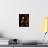 Fantasy Portrait Poster — Dark Sorceress with Dragon Matte Vertical Print - The Art Hub