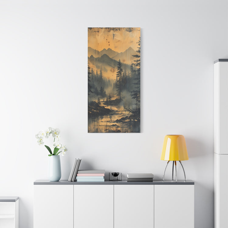 Mountain Mist Landscape Canvas Art— Rustic Pine Forest Wall Art - The Art Hub
